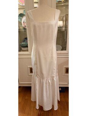 VICI White Midi Dress Sleeveless Ruffle Hem Bodycon Elegant Bridal Shower Size M